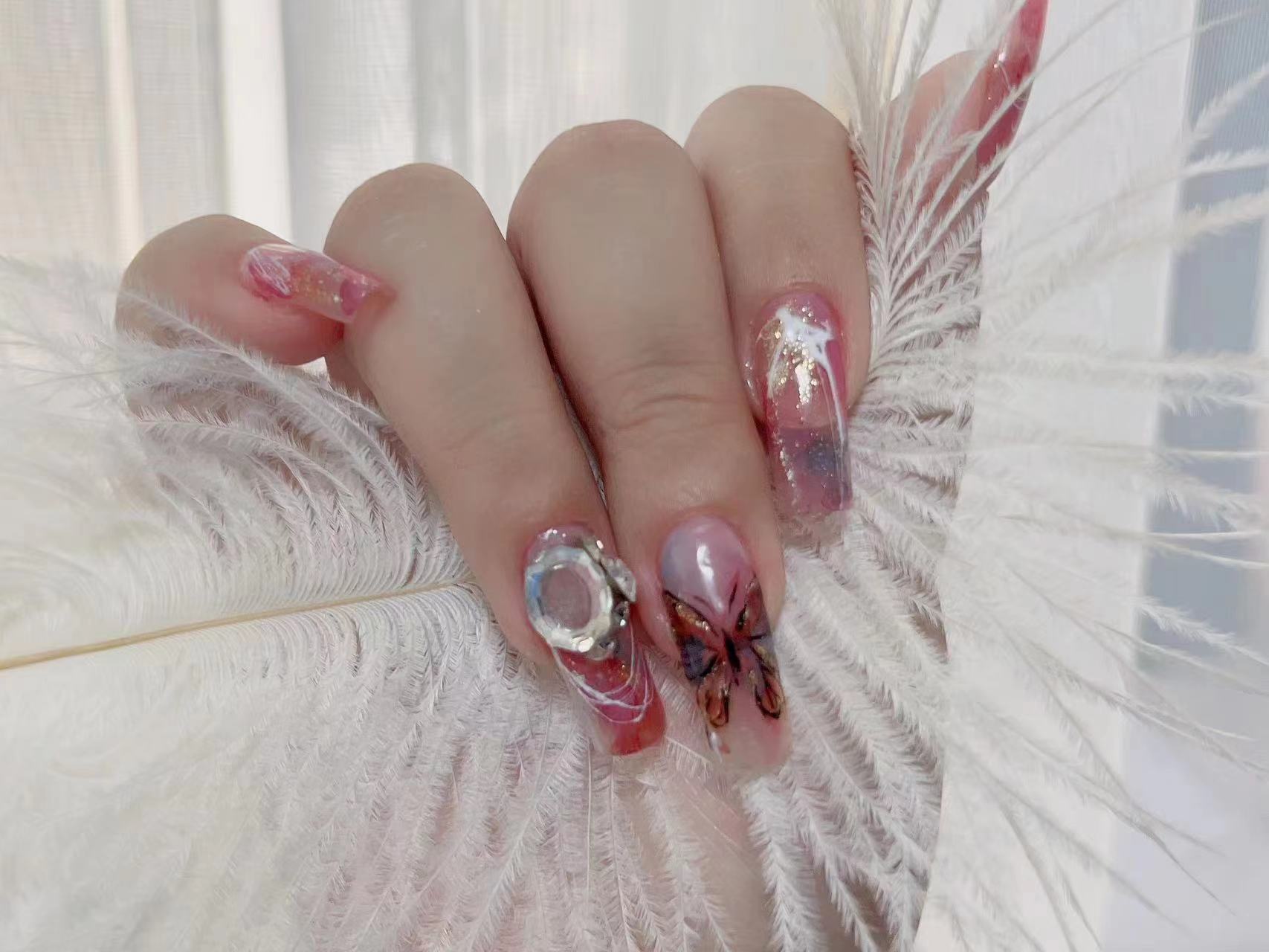 C弧指甲、水墨晕染